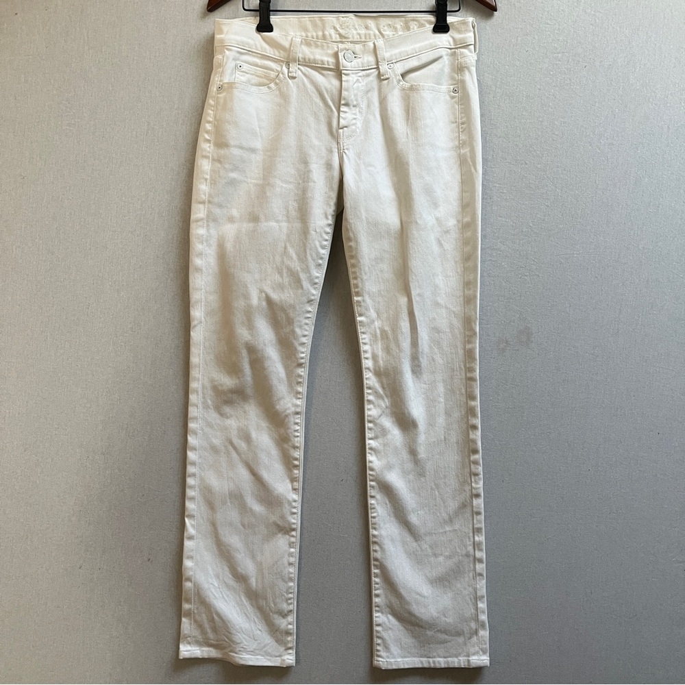 7 For all mankind White Straight-Leg Mid Rise Denim Jeans Sz 28
